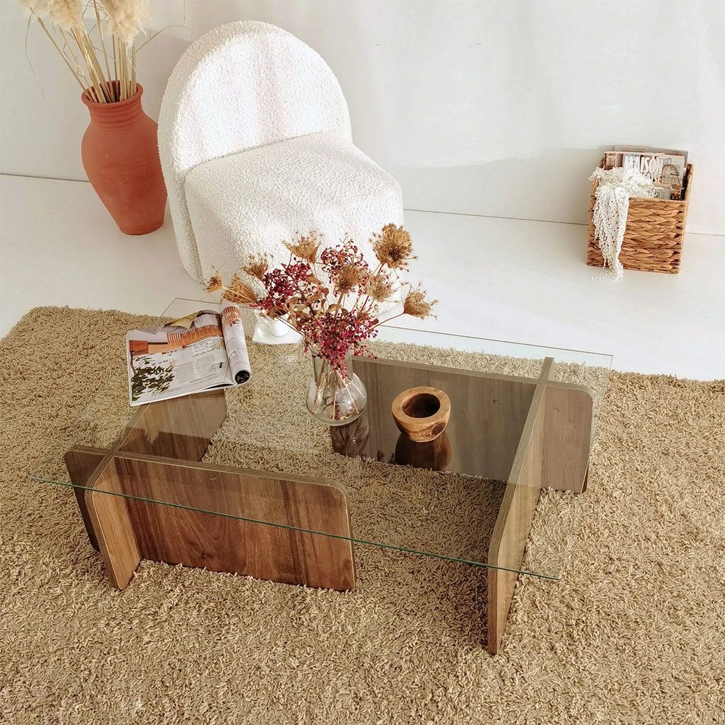 Mesa de Café Escape - Cor Nogueira - 105cm x 30cm x 65cm