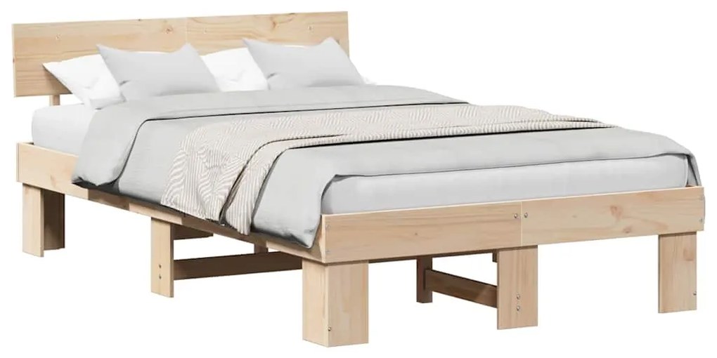 Estrutura da Cama com cabeceira Castanho 140 x 190 cm