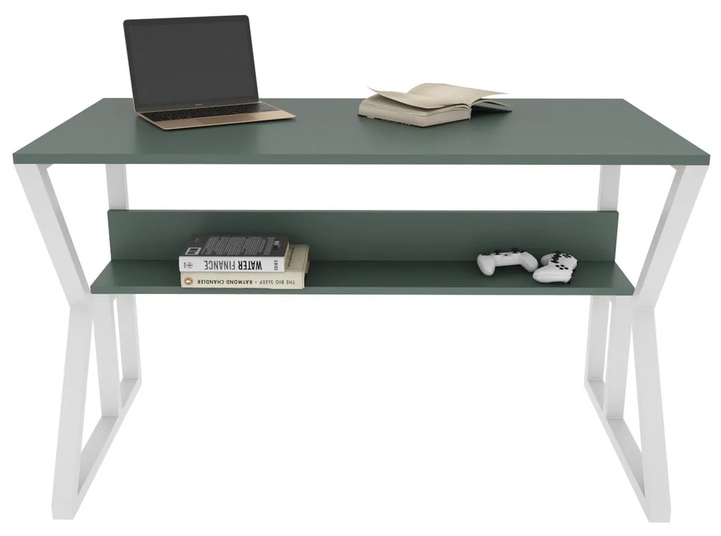 Secretária Wake – Verde e Branco – 120 cm x 72,8 cm x 60 cm