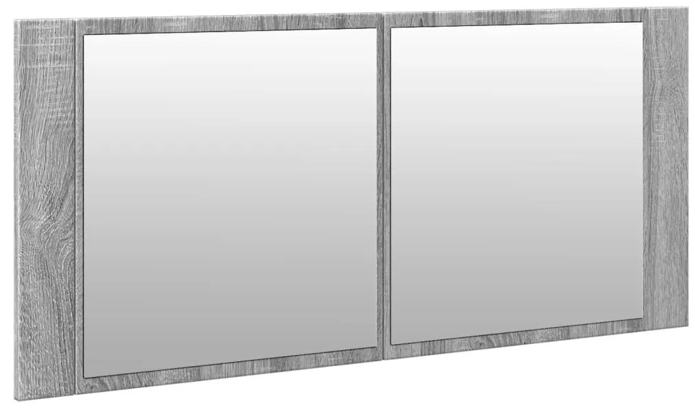 Armário espelhado casa de banho LED 100x12x45cm cinza sonoma