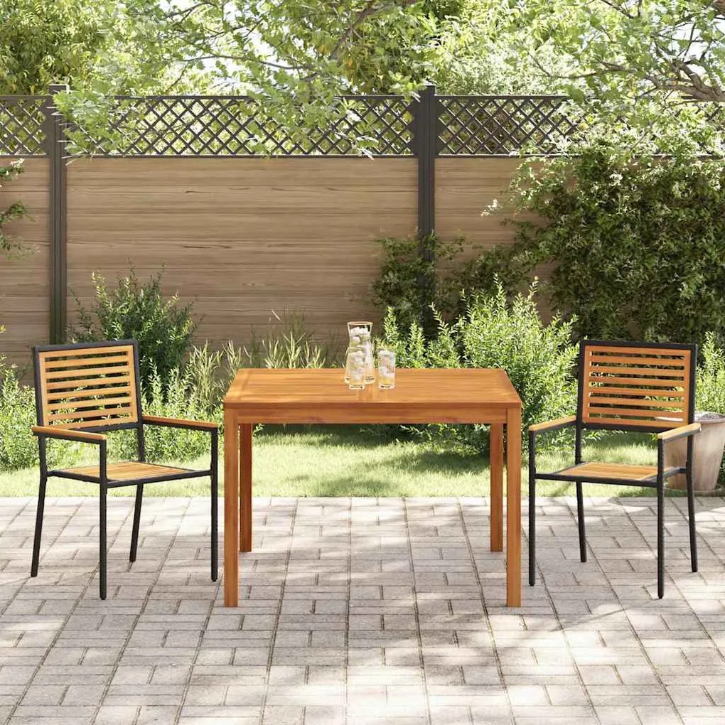Conjunto de Jantar de Jardim 3 pcs Preto 110 x 110 x 75 cm