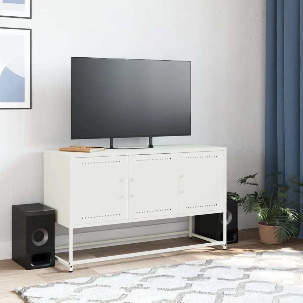 Móvel de TV 100,5x39x60,5 cm aço branco