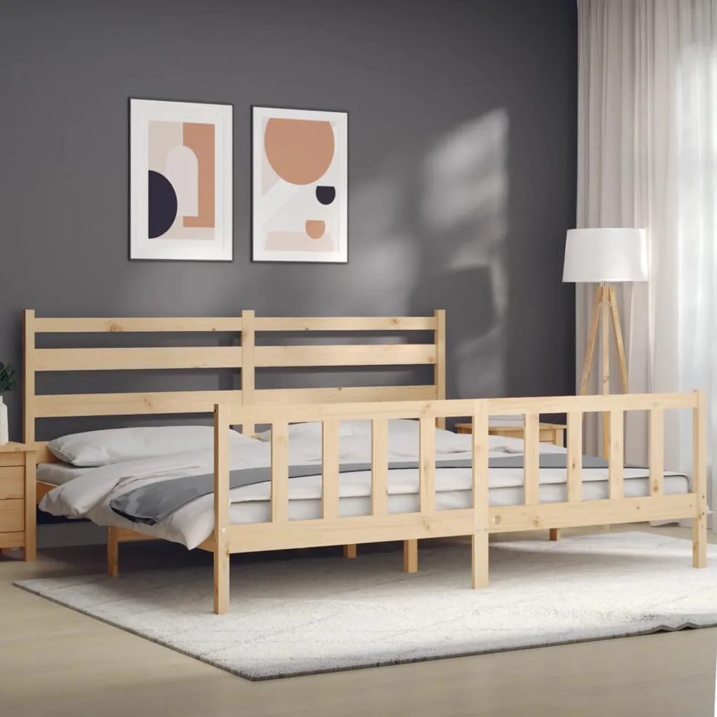 Cama sem colchão 200x200 cm madeira de pinho maciça