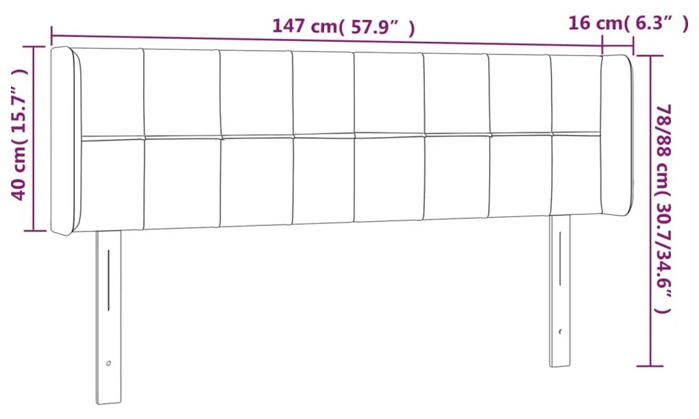 Cabeceira cama abas tecido 147x16x78/88 cm cinzento-acastanhado