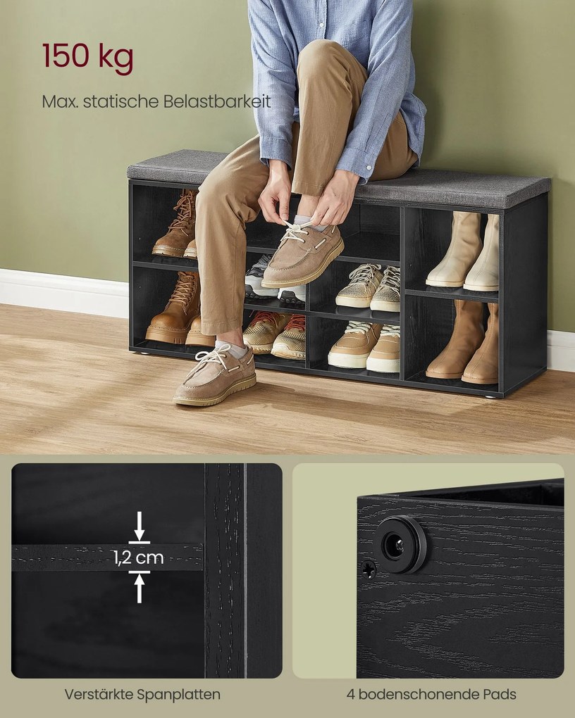 Banco Sapateira com assento 30 x 104 x 48 cm preto