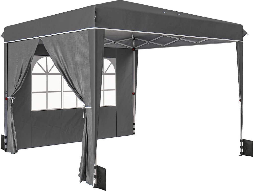 Outsunny Tenda de jardim exterior 3x3m, tenda dobrável com paredes laterais, proteção UV 50+, saco de transporte, cinza | Aosom Portugal