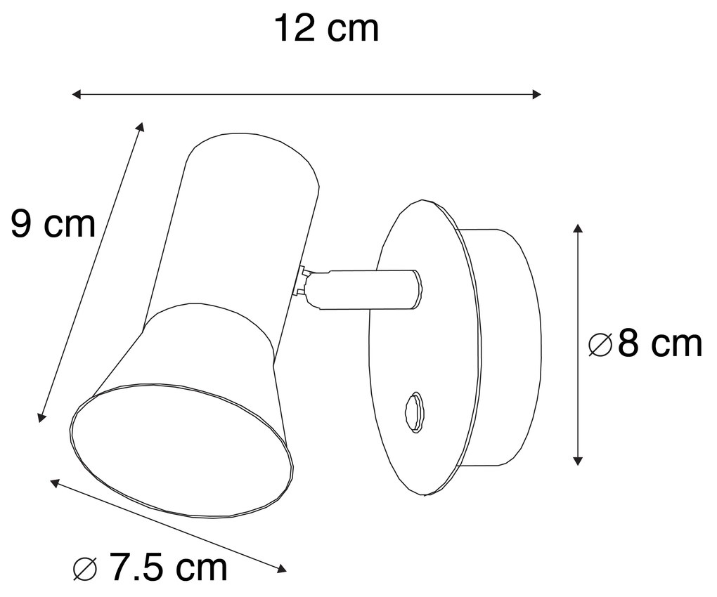 Foco de parede rotativo e inclinável em bronze com interruptor - Karin 1 Design,Moderno,Retro