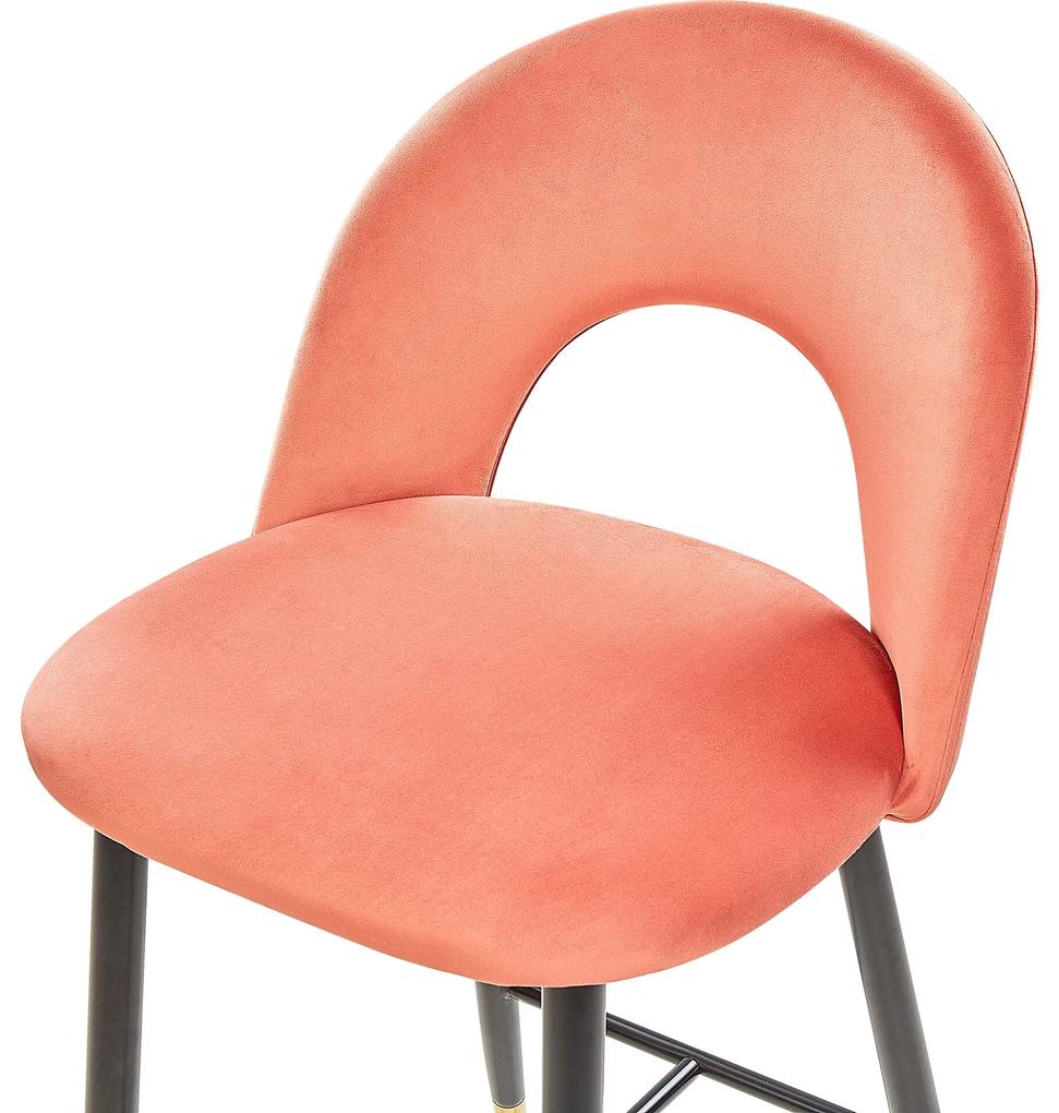 Conjunto de 2 cadeiras de bar em veludo rosa coral FALTON Beliani