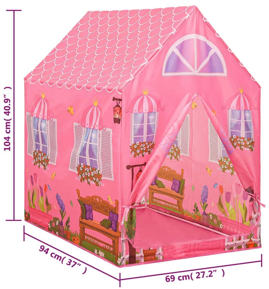 Tenda de brincar infantil 69x94x104 cm rosa
