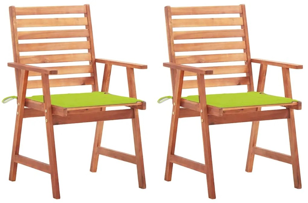 vidaXL Cadeiras de jantar p/ jardim 2 pcs c/ almofadões acácia maciça