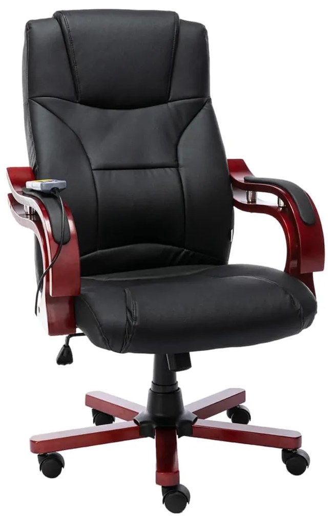 vidaXL Cadeira de massagens couro genuíno preto