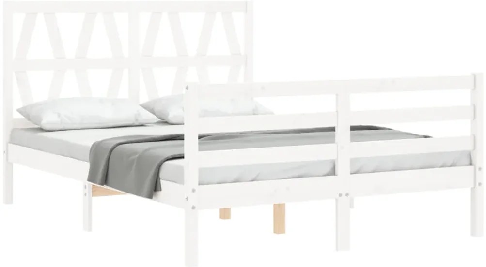 Estrutura de cama com cabeceira 120x200cm madeira maciça branco