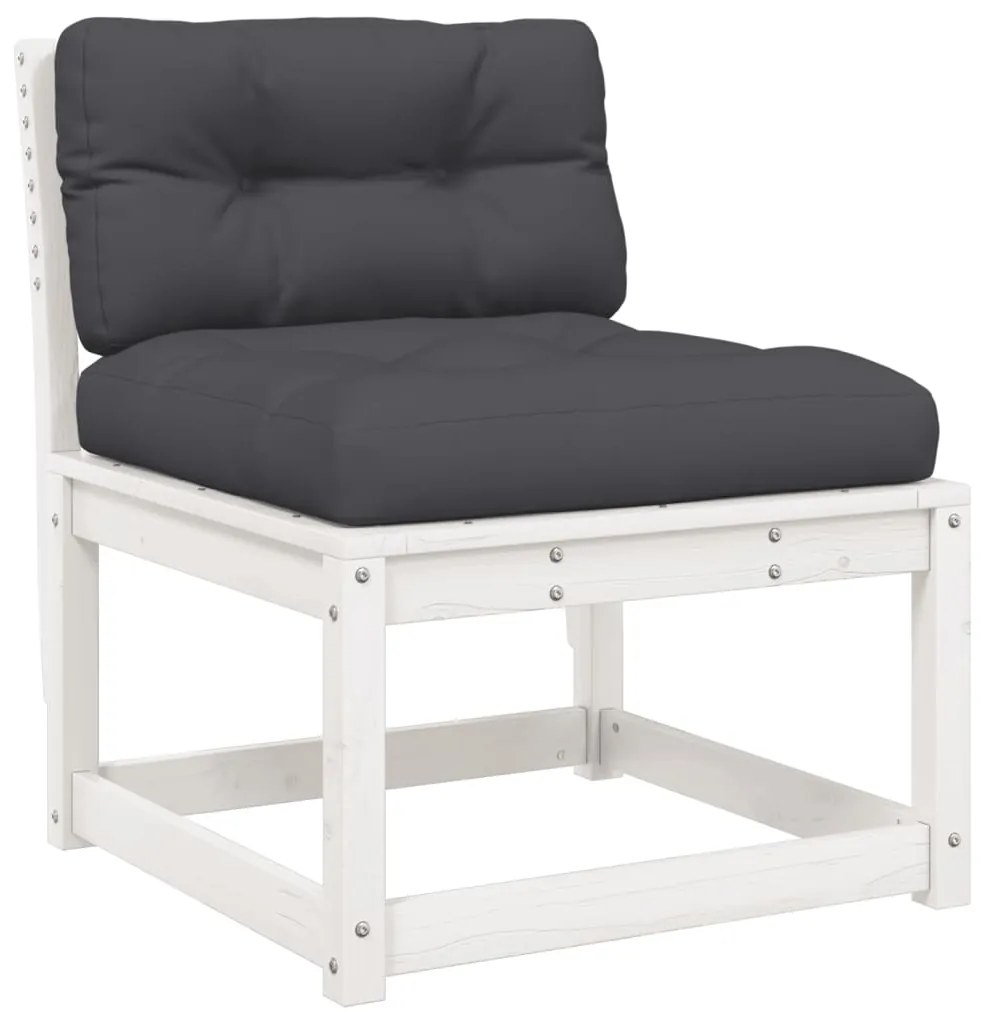 8 pcs conj. lounge de jardim c/ almofadões pinho maciço branco