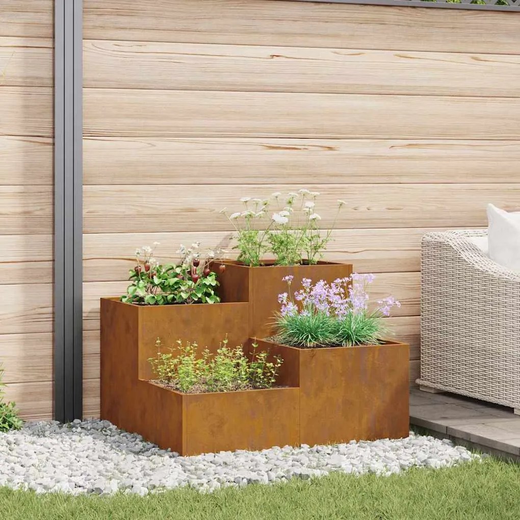 vidaXL Vaso de Jardim Ferro Enferrujado 100 x 100 x 60 cm Aço corten