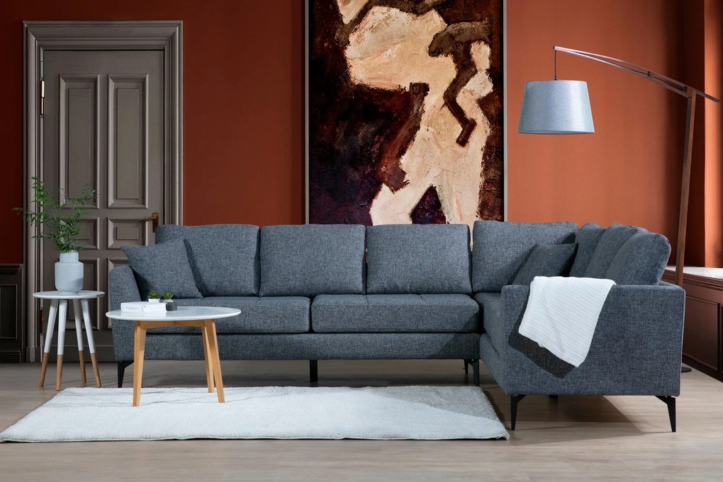 Sofá de Canto Tempo - Cinza Escuro - 300cm x 83cm x 90cm