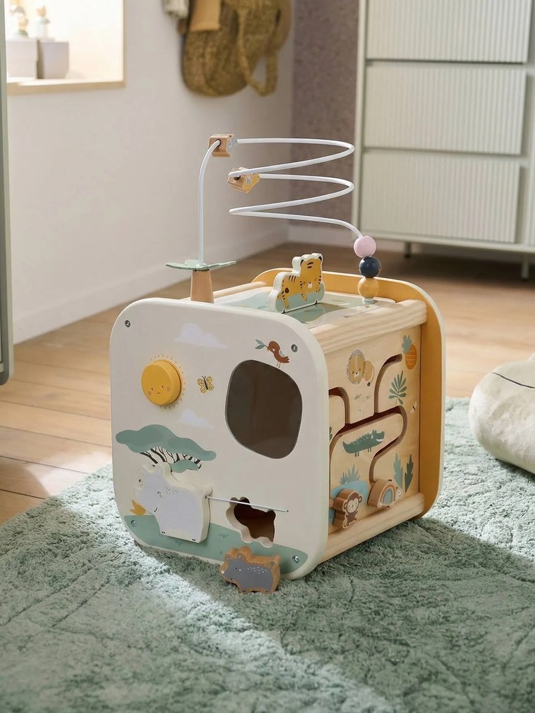 Cubo multiatividades em madeira FSC® amarelo