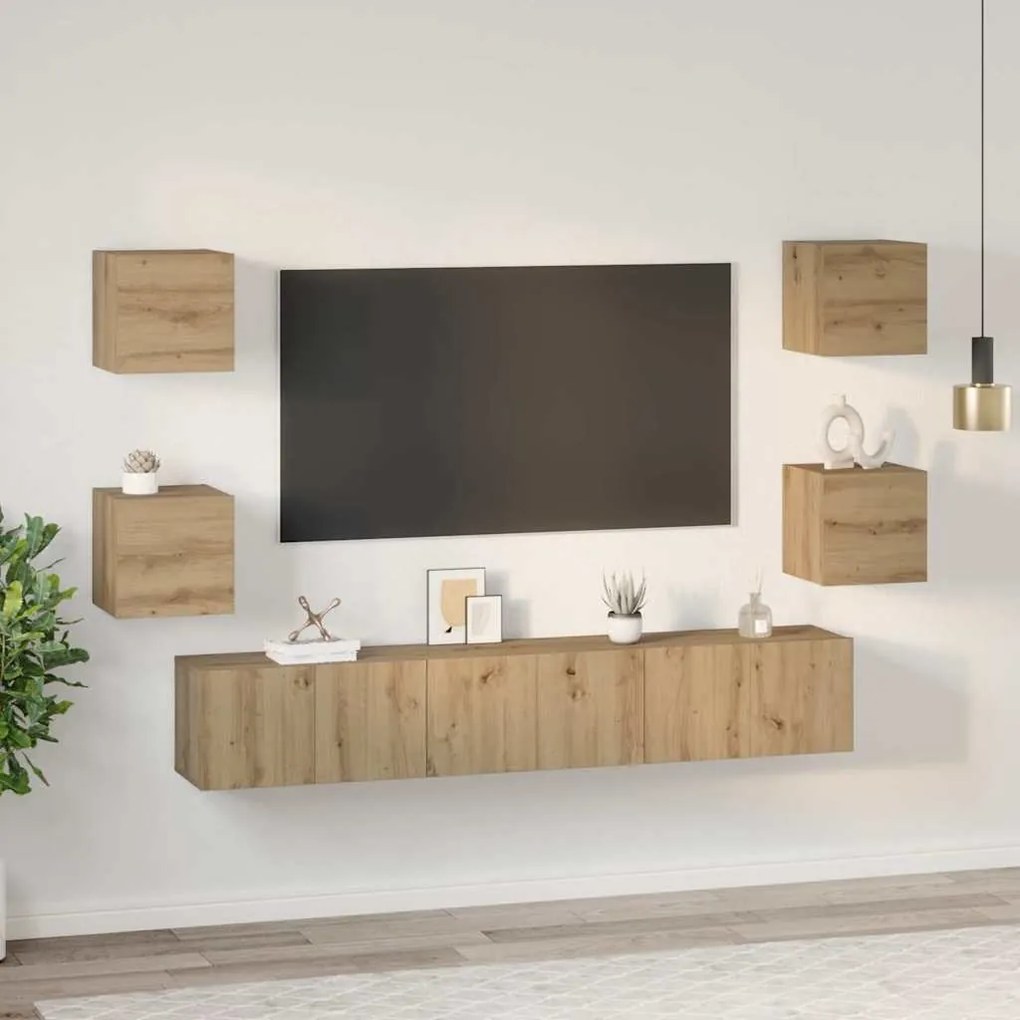 Conjunto de móvel de TV 7 pcs carvalho artisiano
