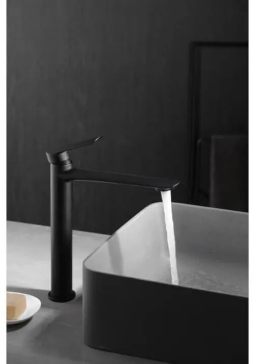 Torneira de cano alto para lavatórios de cor preto mate Ural