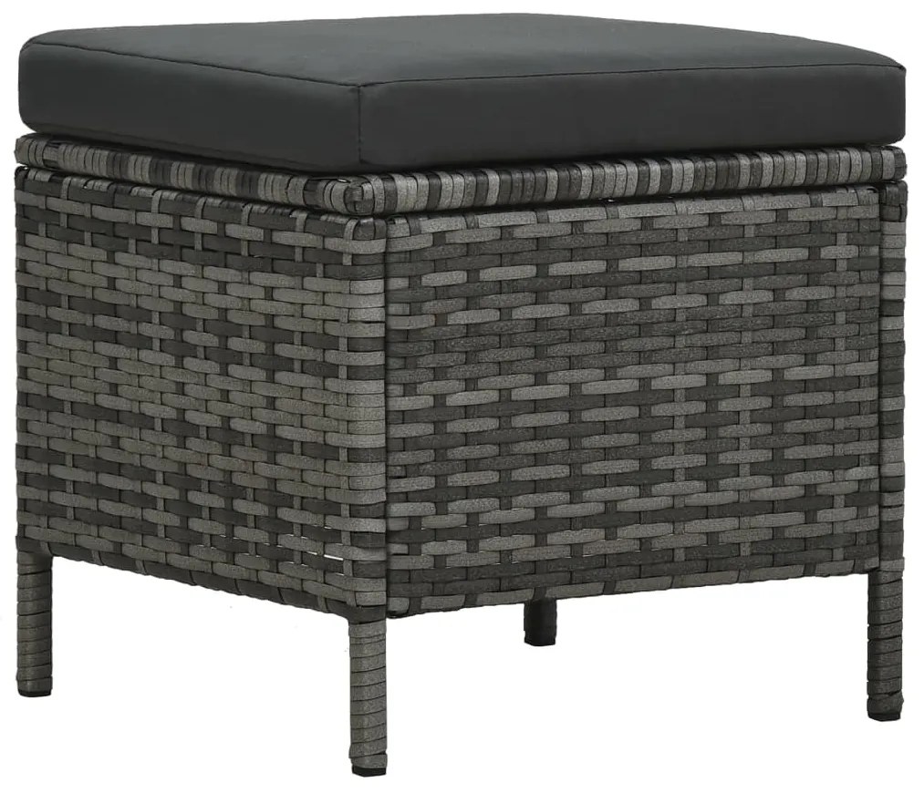 4 pcs conjunto lounge de jardim c/ almofadões vime PE cinzento