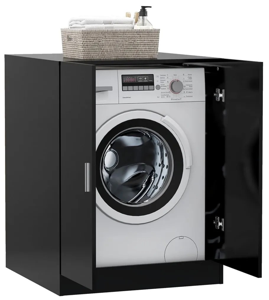Armário para máquina de lavar roupa preto