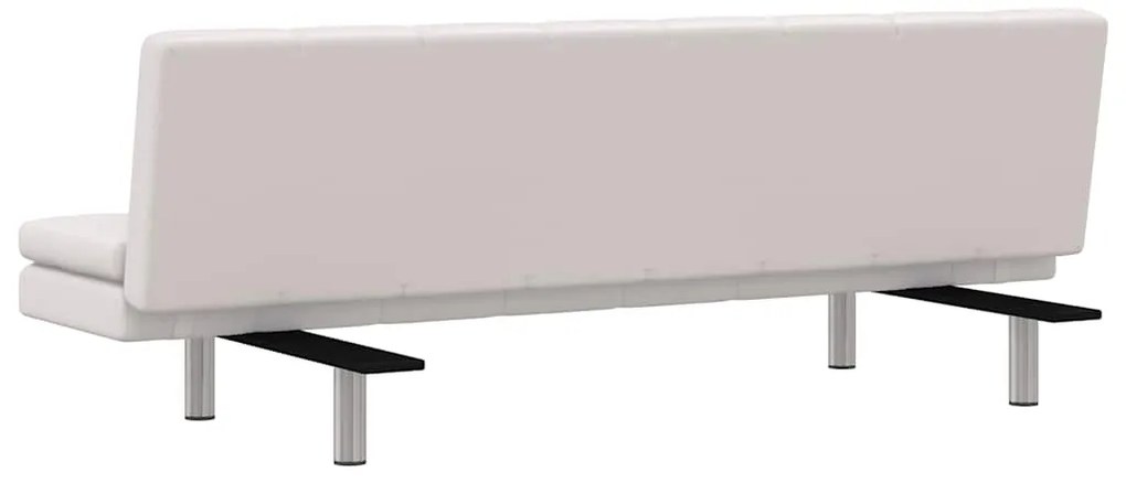Sofá-cama ajustável c/ 2 almofadas couro artificial branco nata
