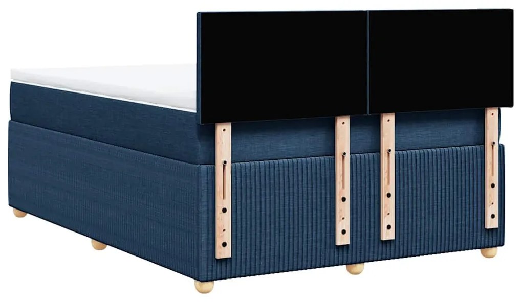 Cama com molas/colchão 160x200 cm tecido azul