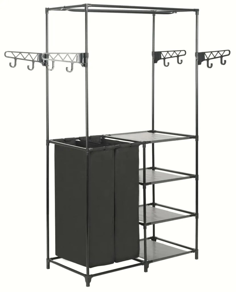 245743 vidaXL Suporte para roupas aço e tecido não tecido 87x44x158 cm preto