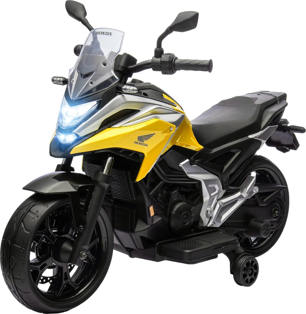 Moto Elétrica 12 V para Crianças 3-6 anos, 107 x 46 x 75 cm, Licenciada pela Honda Amarela