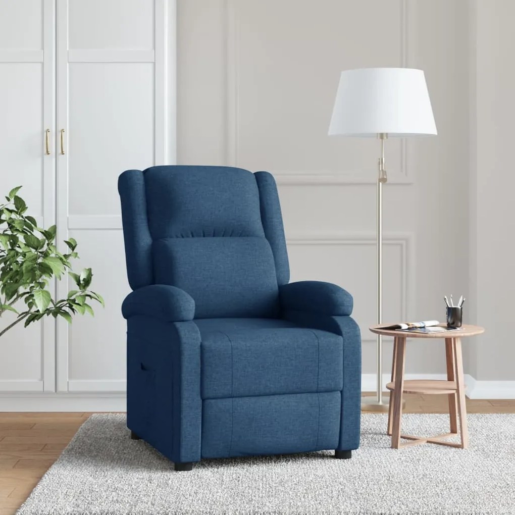 vidaXL Poltrona reclinável tecido azul