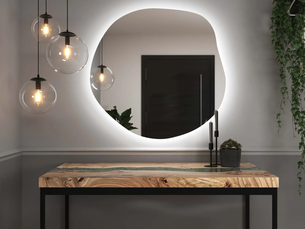Espelho LED orgânico com iluminação A34 80x77