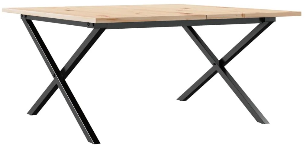 Mesa de centro estrutura em X 80x80x45 cm pinho e aço