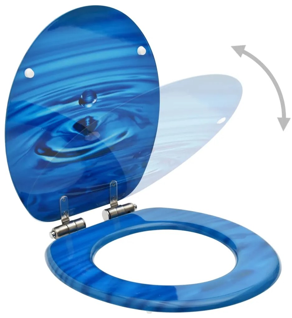 Assento sanita c/ tampa fecho suave MDF design gotas água azul