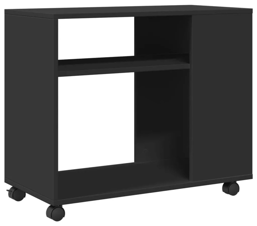 Mesa de apoio c/ rodas 70x35x60 cm derivados de madeira preto