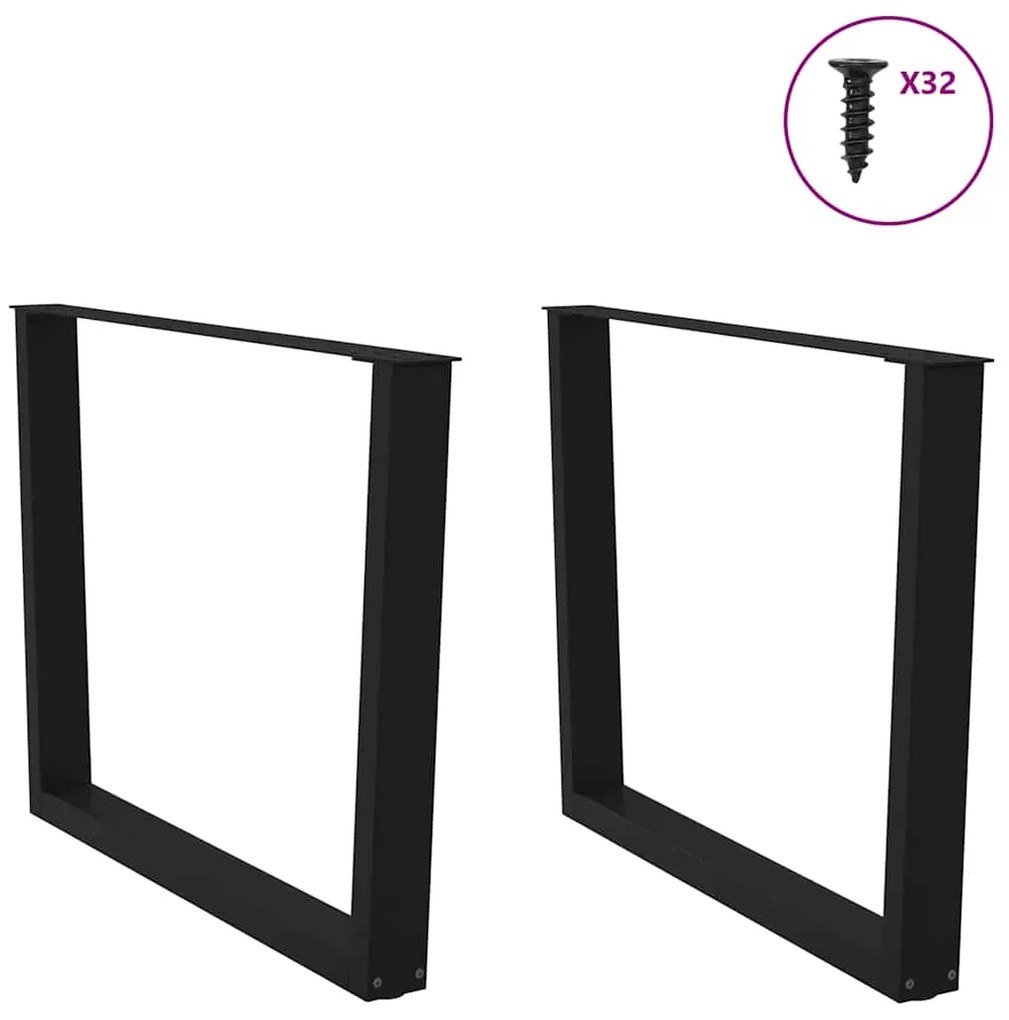 Pernas para mesa de jantar em V, 2 peças, pretas, 100x(72-73,3) cm, aç