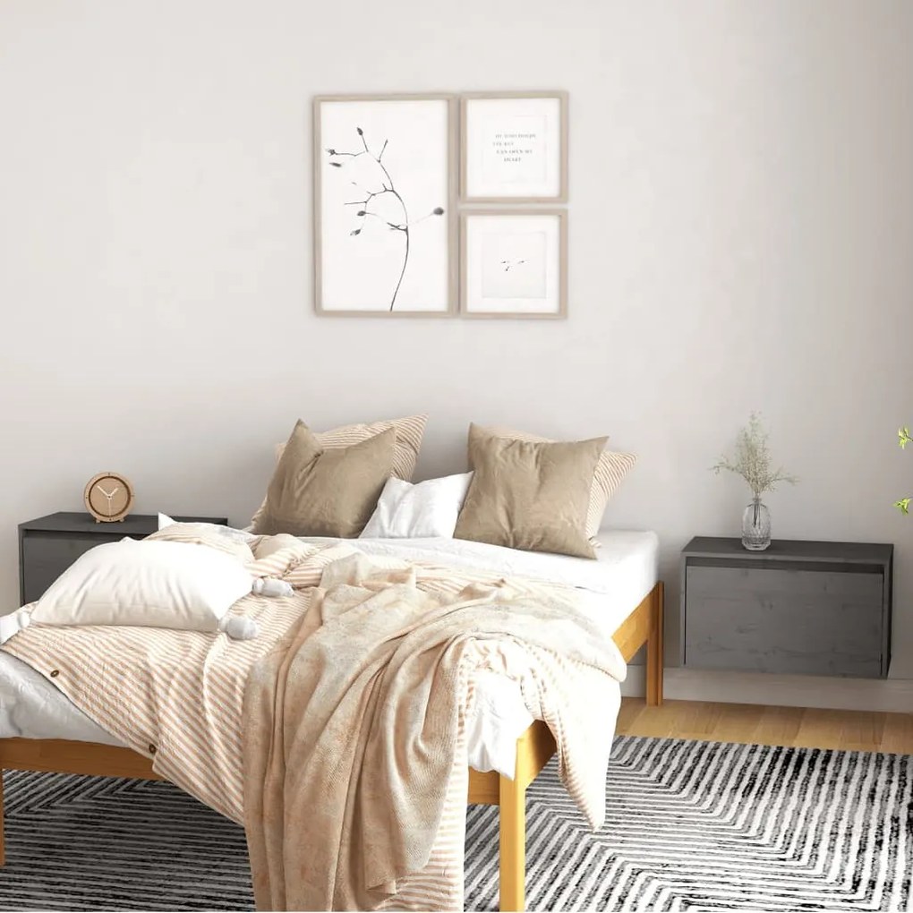 813450 vidaXL Armários de parede 2 pcs 60x30x35 cm pinho maciço cinza