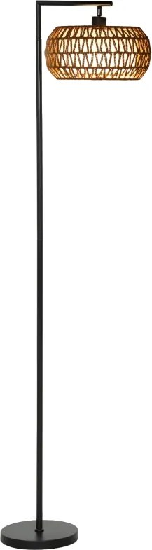 Candeeiro de Pé com Dupla Camada de Tela Bohémio 3 Temperaturas de Cor Brilho Ajustável Controlo Remoto 52x33x170 cm Branco e Preto