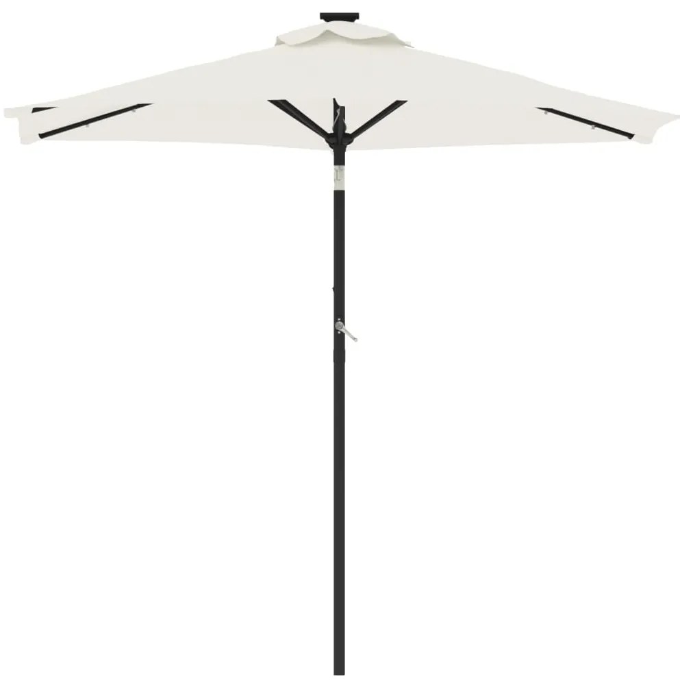 Guarda-sol jardim c/ LEDs e poste de aço 225x225x212 cm branco
