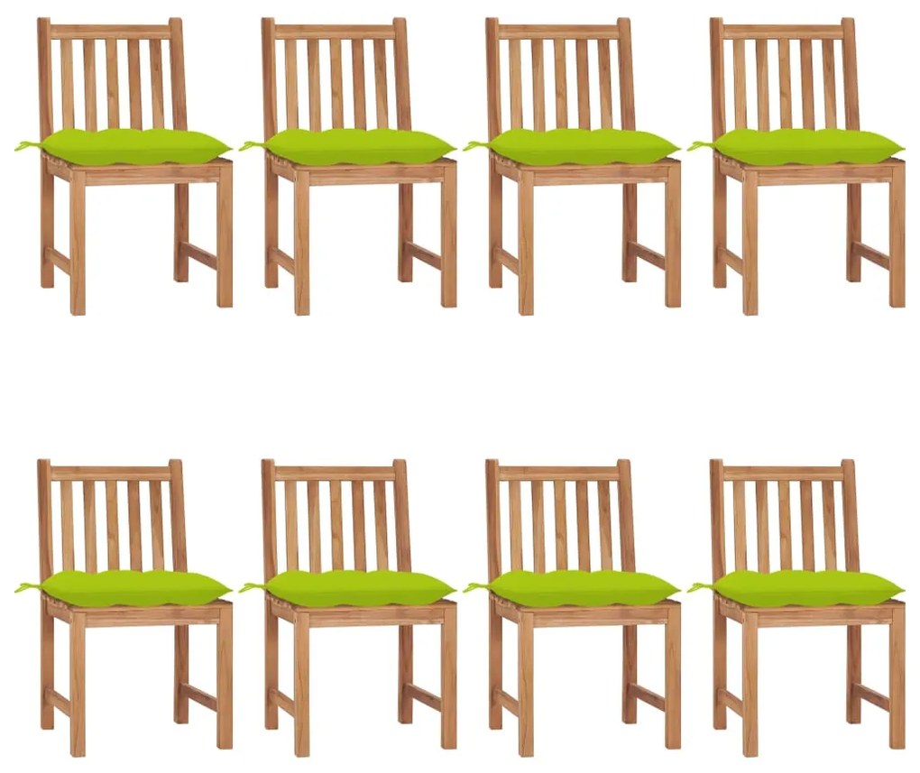 vidaXL Cadeiras de jardim 8 pcs c/ almofadões madeira de teca maciça