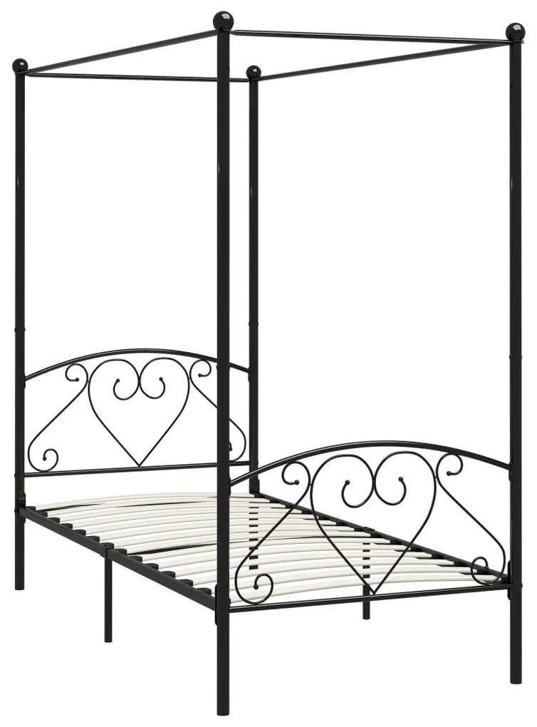 Estrutura de cama com dossel 120x200 cm metal preto