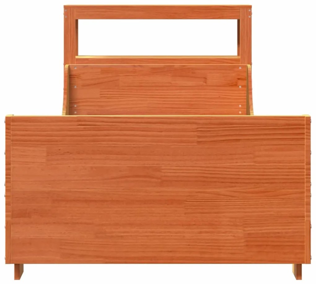Cama sem colchão 75x190 cm madeira de pinho maciça castanho-mel