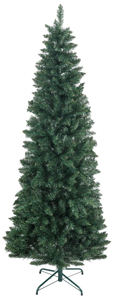 Árvore de Natal Tipo Lápis 210 cm com Base Dobrável e 687 Ramos para  Escritório Verde
