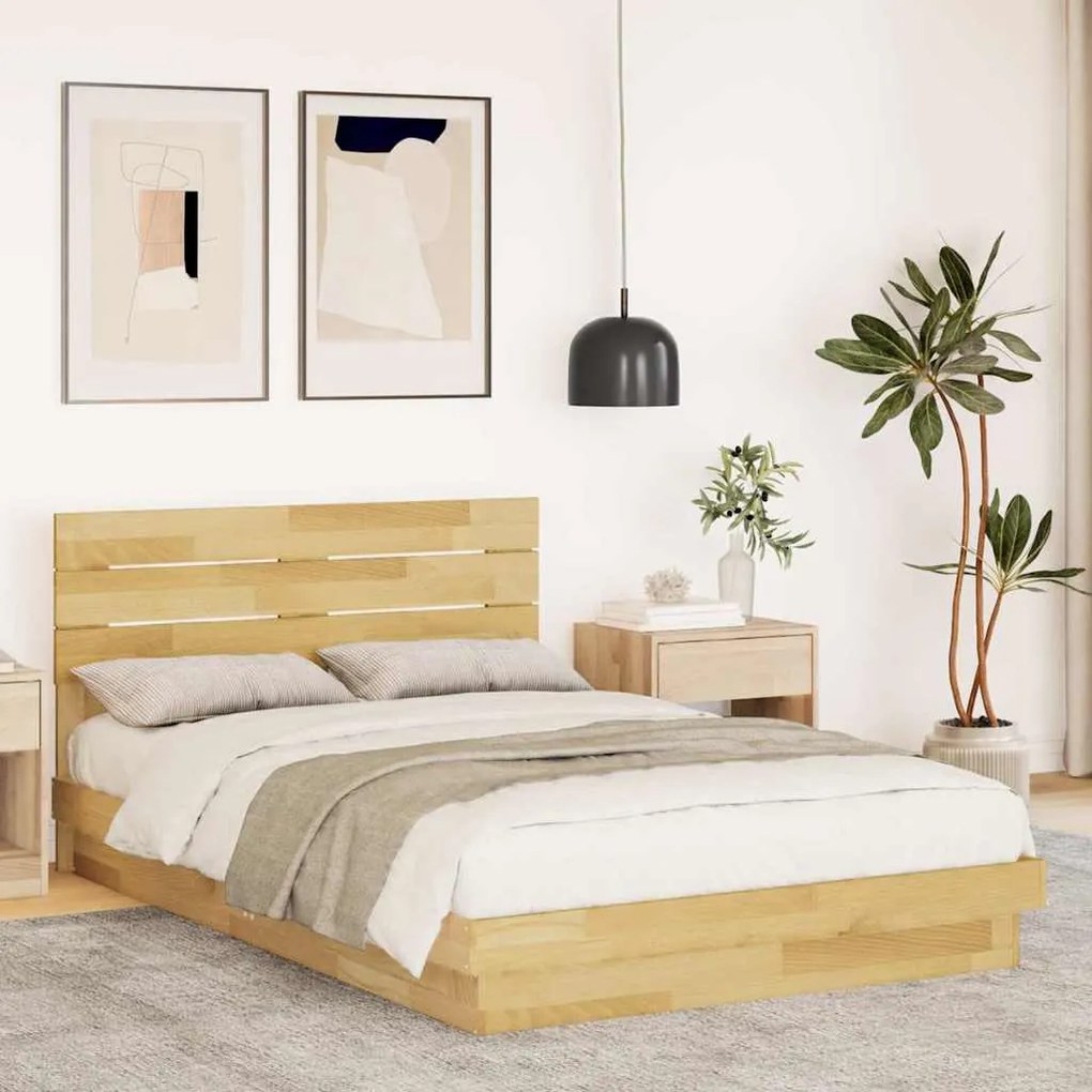 vidaXL Estrutura cama cabeceira sem colchão 120x200 cm maciça carvalho