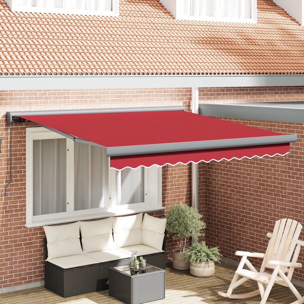 Toldo Retrátil Manual vidaXL Vermelho 300x250 cm