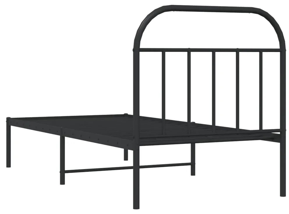 Estrutura de cama com cabeceira 90x200 cm metal preto