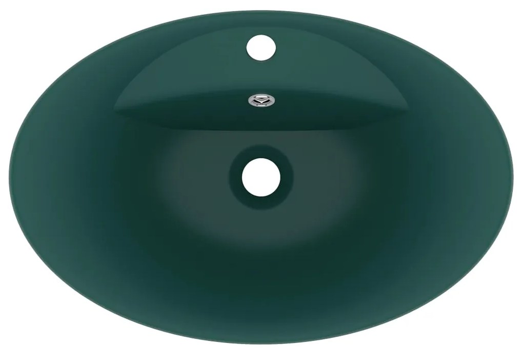 Lavatório luxuoso oval 58,5x39 cm cerâmica verde-escuro mate