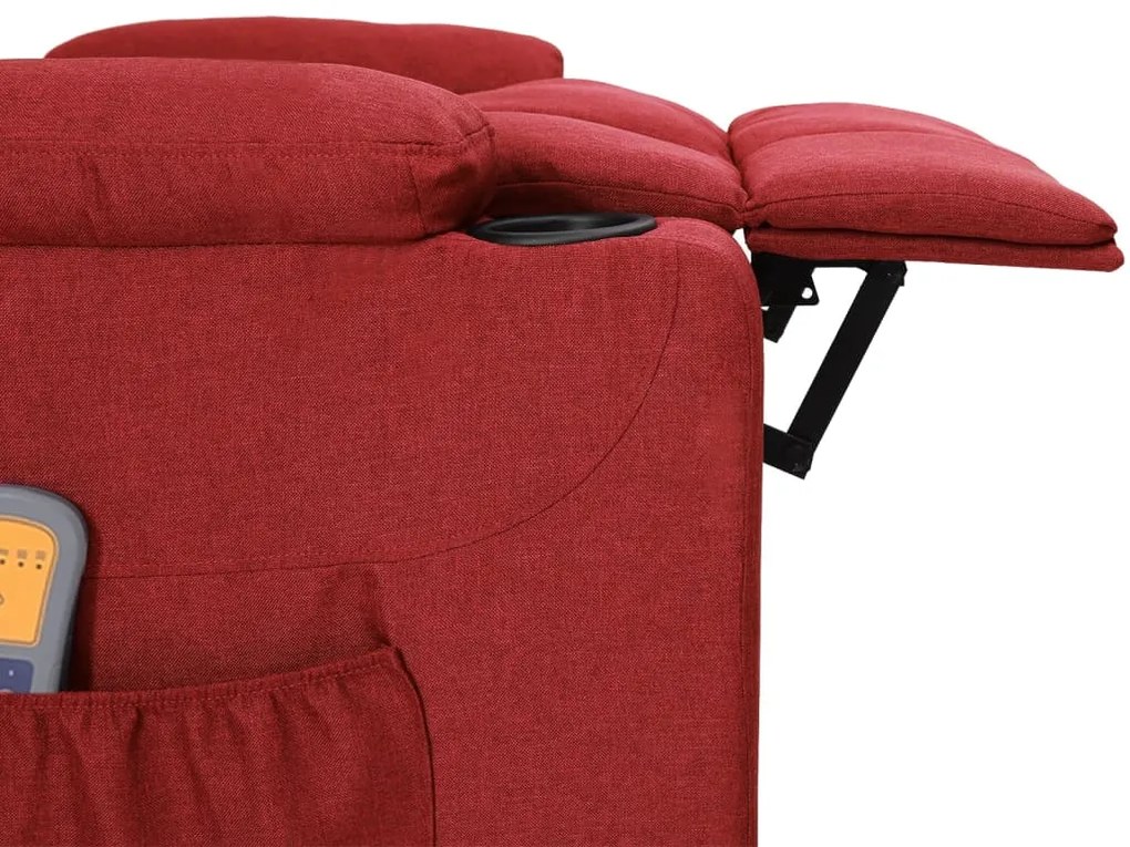 Poltrona de massagens elétrica reclinável tecido vermelho tinto