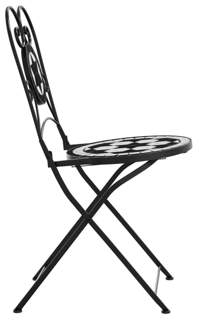 Cadeiras de bistrô dobráveis 2 pcs cerâmica preto e branco