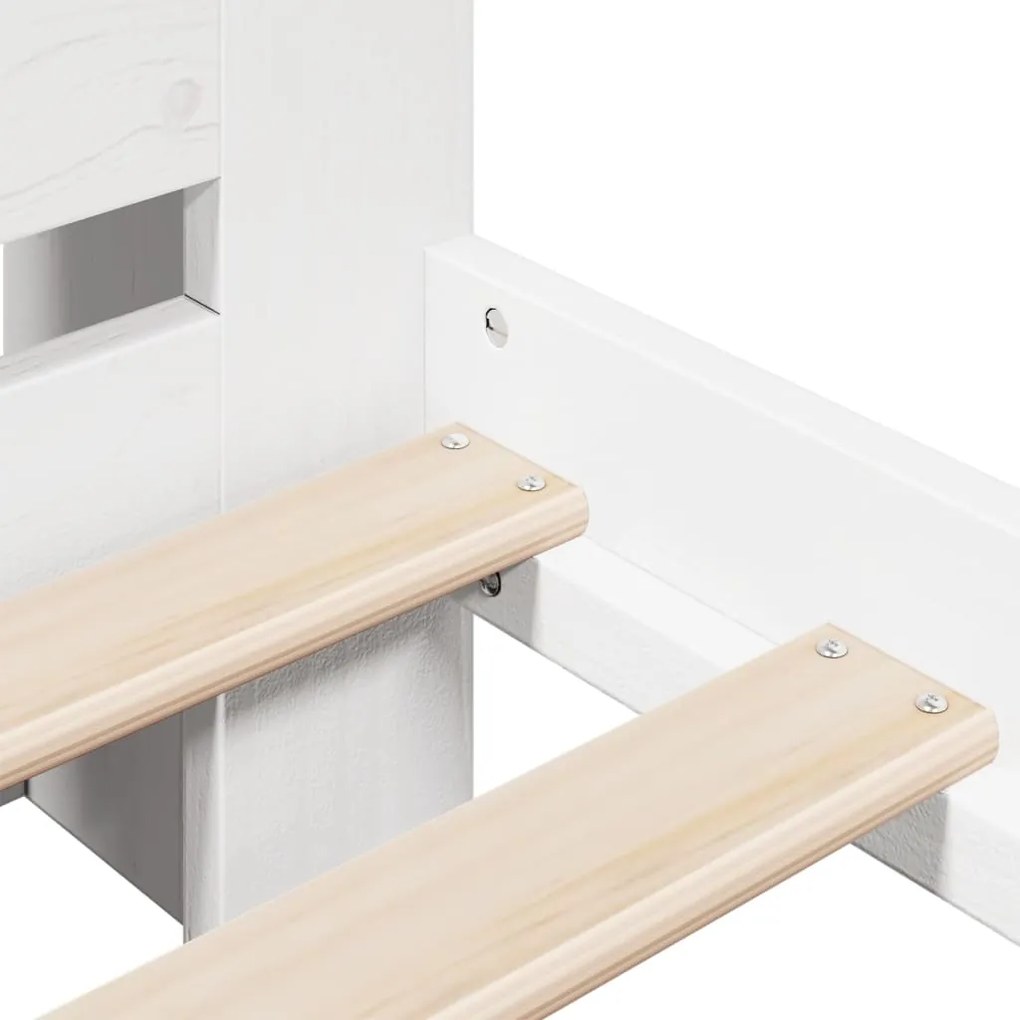 Cama com estante sem colchão 200x200 cm pinho maciço branco