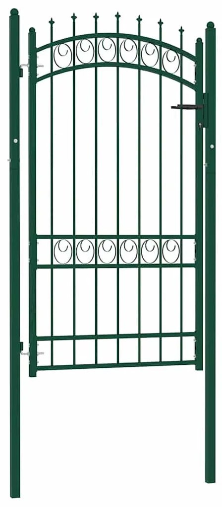 vidaXL Portão para cerca com espetos 100x175 cm aço verde