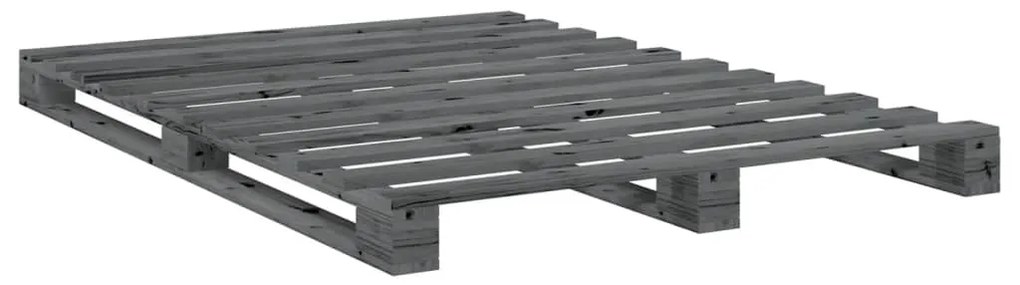 Estrutura de cama com cabeceira 160x200cm pinho maciço cinzento